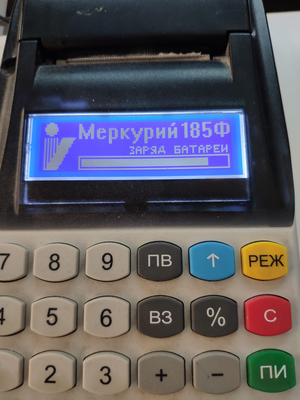 Меркурий 185Ф заряд батареи - начальный экран при включении Меркурий 185Ф заряд батареи - начальный экран при включении